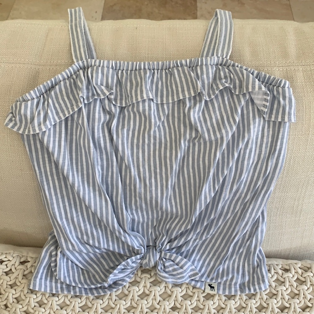 Abercrombie tube top style ruffled shirt with knot tie detail